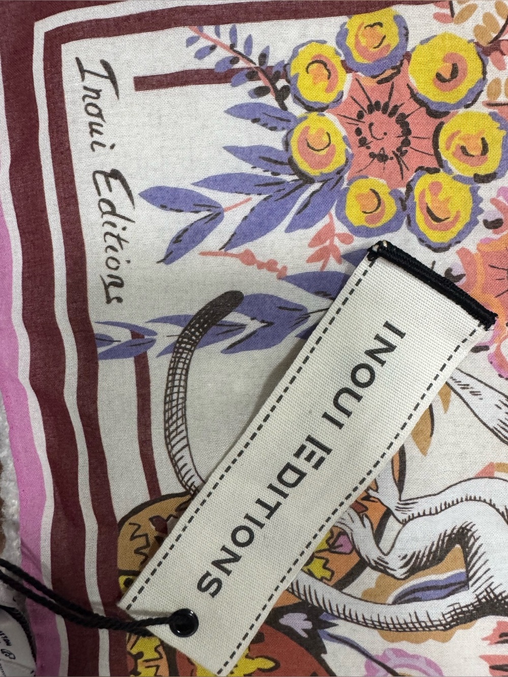 🐒✨ INOUI EDITIONS Paris NWT 100% Cotton Designer Square - Picture 3 of 5